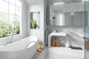 Old building bathroom after renovation - 3d visualization