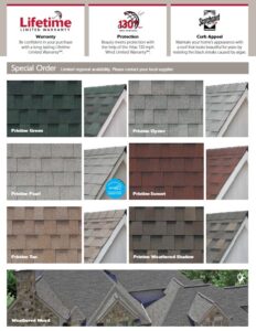 Infographic showing different special order shingle colors from Scotchgard.