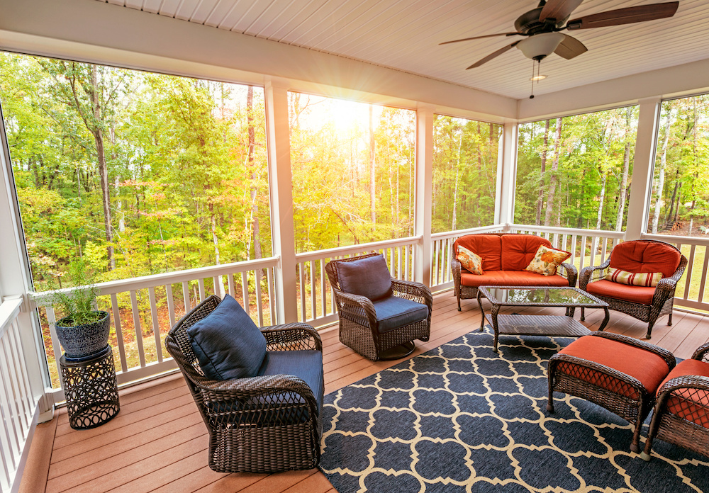 Beautiful screened in porch during the fall